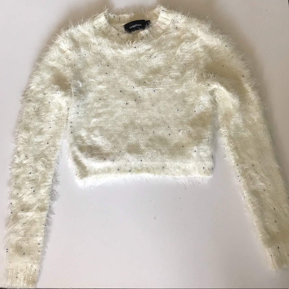MINKPINK fuzzy jeweled sweater
